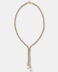 Lauren Ralph Lauren Imitation Pearl Rope Chain Lariat Necklace, 17"