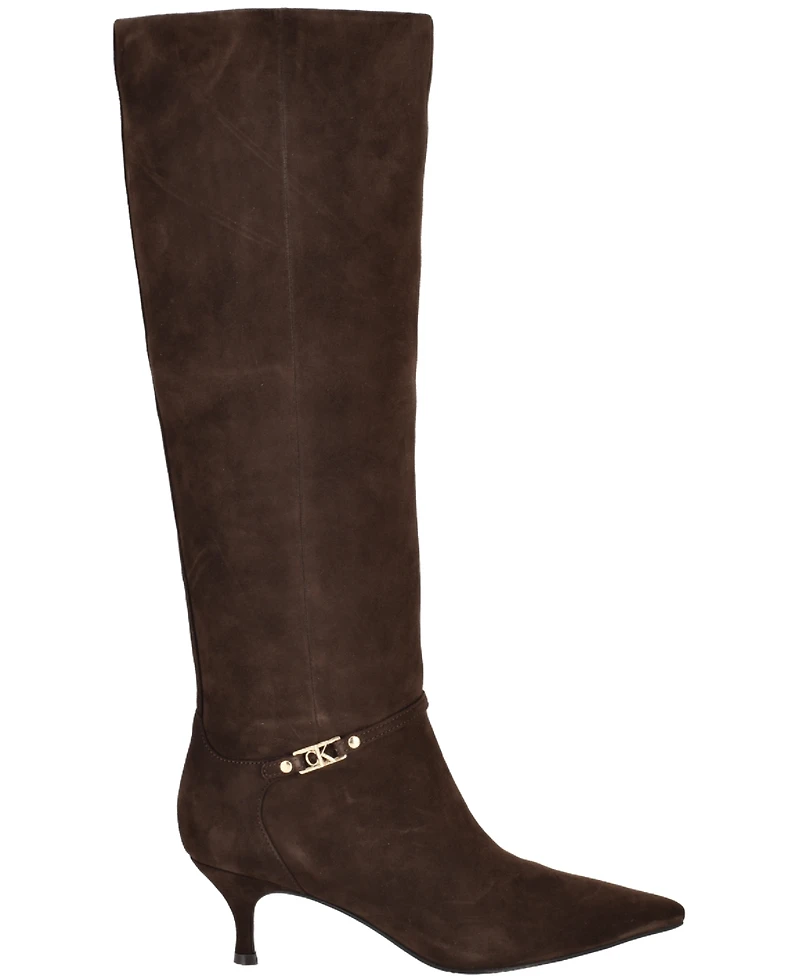 Calvin Klein Women's Serray Tall Suede Pointed Toe Boots