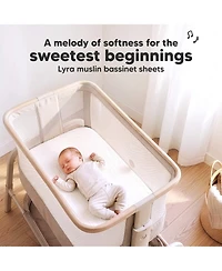KeaBabies Baby Bassinet Sheets Girls, Boys, 2-Pack Lyra Muslin Fitted Sheet for Delight Dreamer Bedside Sleeper, 32x21 Rectangle