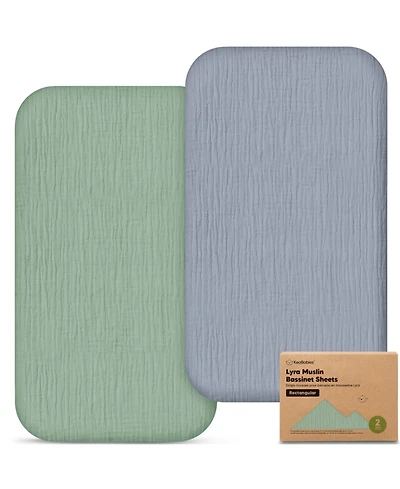 KeaBabies Baby Bassinet Sheets Girls, Boys, 2-Pack Lyra Muslin Fitted Sheet for Delight Dreamer Bedside Sleeper, 32x21 Rectangle