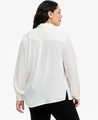 I.n.c. International Concepts Plus Long-Sleeve Button-Up Collared Tunic, Macy's Exclusive
