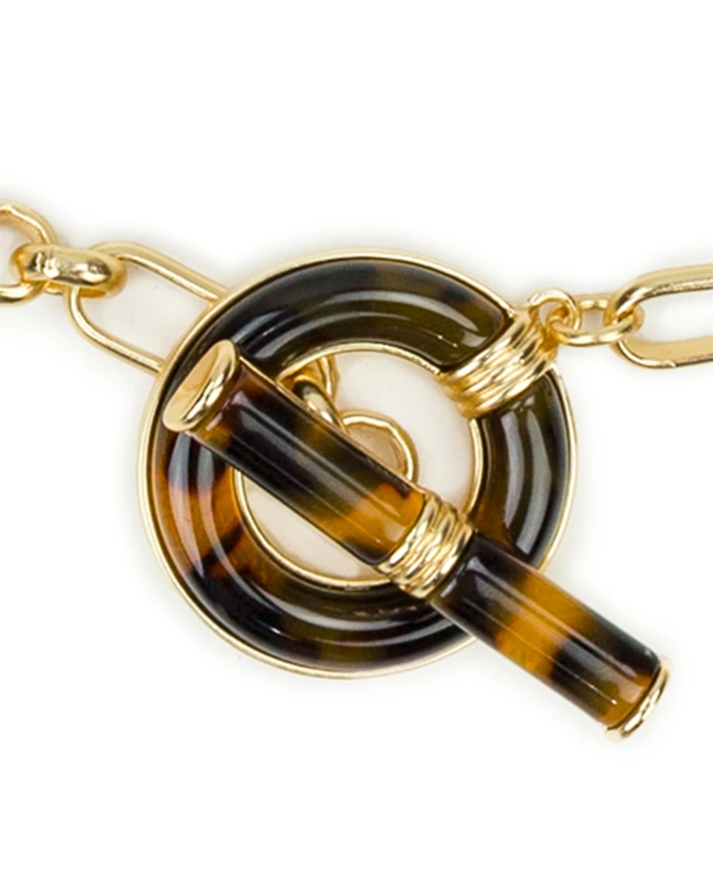 Patricia Nash Pave Tortoise Resin Collection Toggle Necklace
