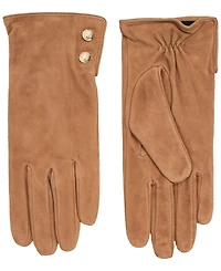 Lauren Ralph Suede Crest Button Gloves