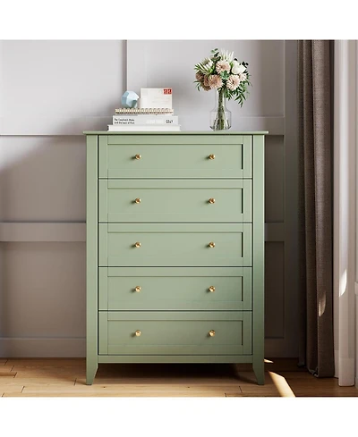 gaomon 5 Drawer Dresser for Bedroom, Dresser with Deep Drawers and Metal Knobs, Tall Modern Wooden Chests of Drawers for Entryway, Hallway