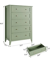 gaomon 5 Drawer Dresser for Bedroom, Dresser with Deep Drawers and Metal Knobs, Tall Modern Wooden Chests of Drawers for Entryway, Hallway