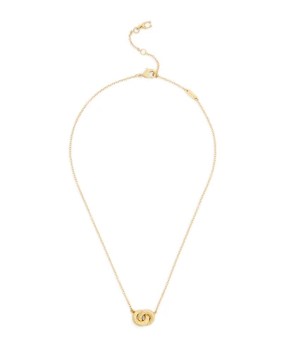 Coach Gold Signature Logo Interlocking Ring Pendant Necklace