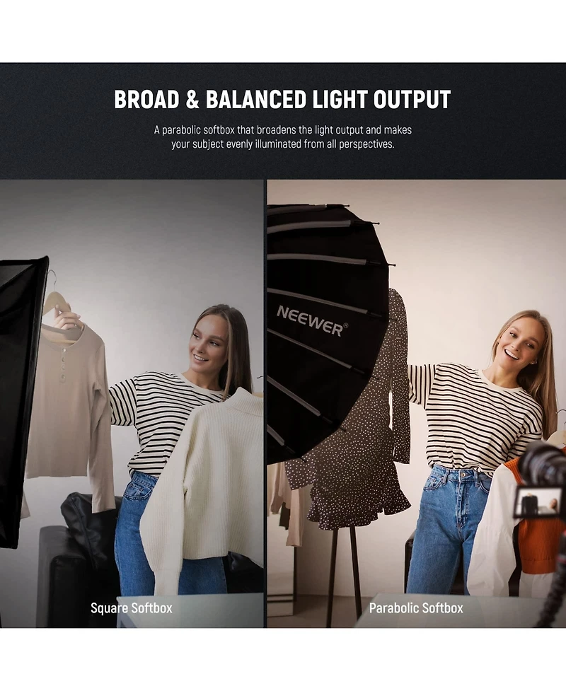 Neewer CB60 Softbox with 26inch, 65cm, Rgb for Aputure 120d Light Dome Godox sl60w Neewer Rgb