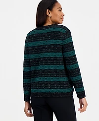 Kasper Petite Colorblock Stripe Cardigan
