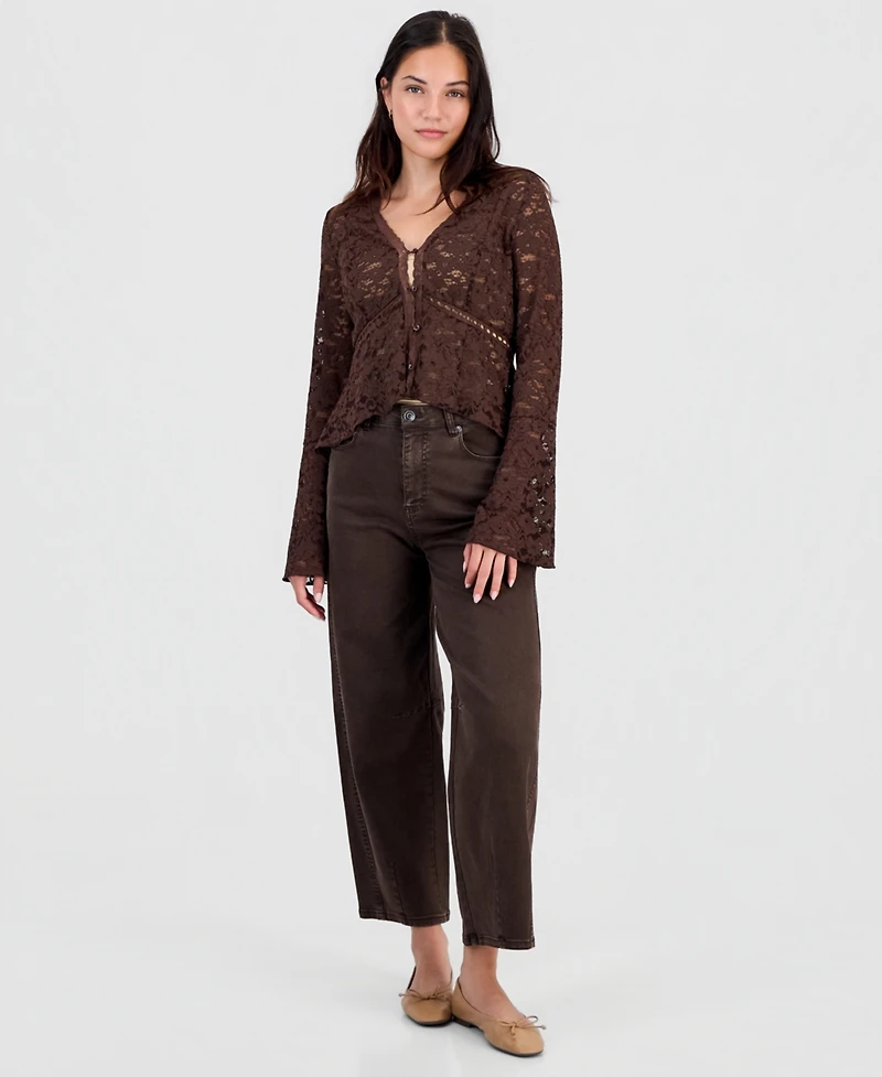 And Now This Women's Lace Bell-Sleeve Button-Front Top, Macy's Exclusive