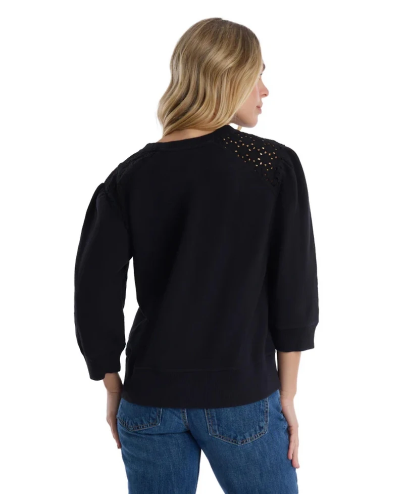 Wilt Women's Sleeve Eyelet Mix Tee