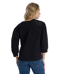 Wilt Women's Sleeve Eyelet Mix Tee