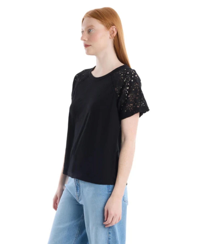 Wilt Women's Lace Raglan Sleeve Tee