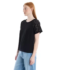 Wilt Women's Lace Raglan Sleeve Tee