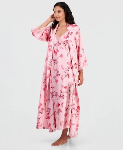 I.N.C. International Concepts Womens Printed Satin Long Robe Nightgown Macys Exclusive