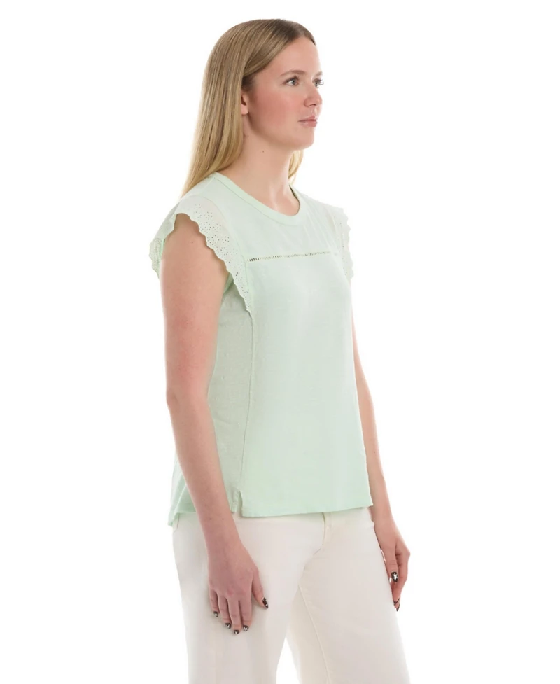 Wilt Women's Eyelet Cap Sleeve Tee