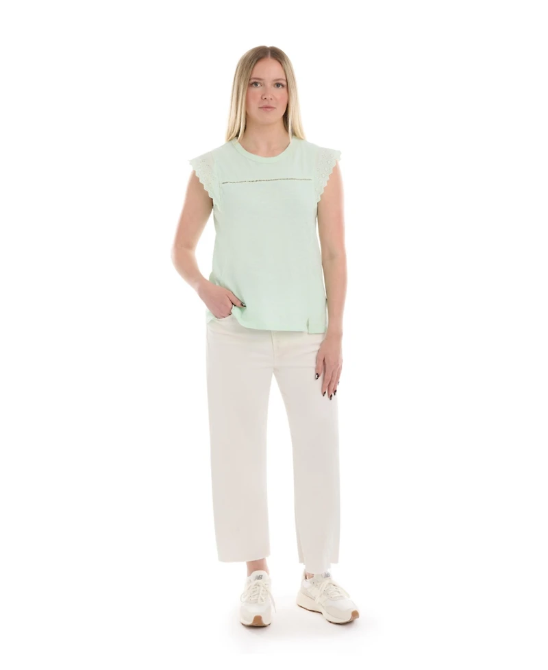 Wilt Women's Eyelet Cap Sleeve Tee