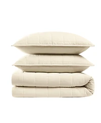 Brooklyn Loom Matte Cotton Velvet Box Stitch -Piece Quilt Set