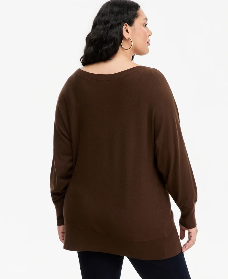 I.n.c. International Concepts Plus Boat Neck Raglan Sweater, Macy's Exclusive