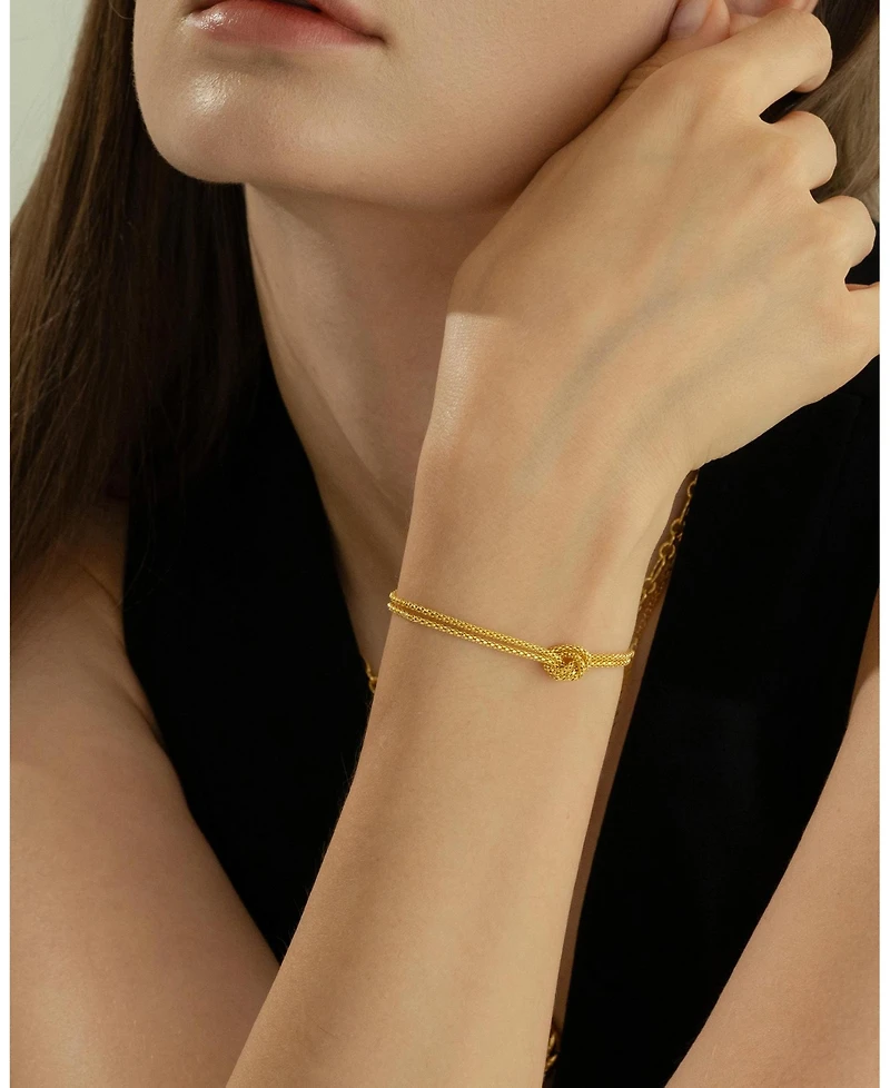 Sterling Silver 18k Gold Plated Noelle Knot Bracelet – Summer Ready, Lightweight, Stackable Bracelet, Gift for Her