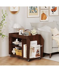 Slickblue 3-Tier Side Table on Wheels with Multi-Level Storage Shelf Design