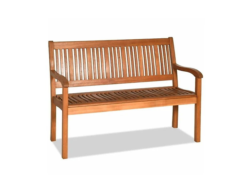 Mondawe Two Person Solid Wood Garden Bench with Curved Backrest and Wide Armrest