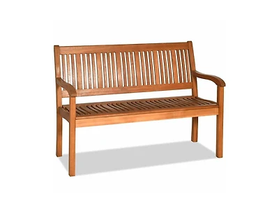 Mondawe Two Person Solid Wood Garden Bench with Curved Backrest and Wide Armrest