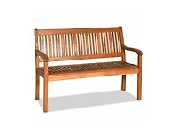 Mondawe Two Person Solid Wood Garden Bench with Curved Backrest and Wide Armrest
