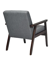 Gymax Wooden Upholstered Accent Chair Fabric Armchair Home Office