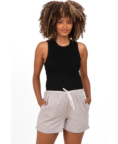 Pinkblush Maternity Brown Striped Drawstring Shorts