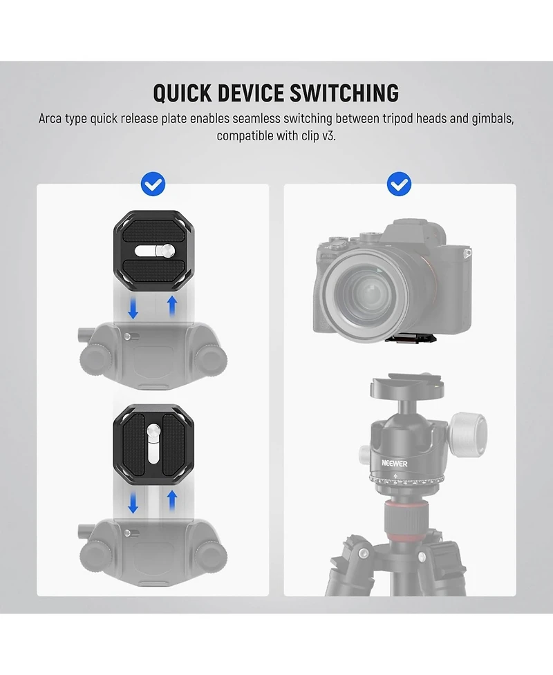 Neewer GM34 Camera Mounting Accessory with 11lb, 5kg for Arca Swiss Camera Clip