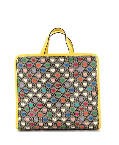 Pre-Owned Gucci Medium Children's Tote Printed Gg Coated Canvas with Leather