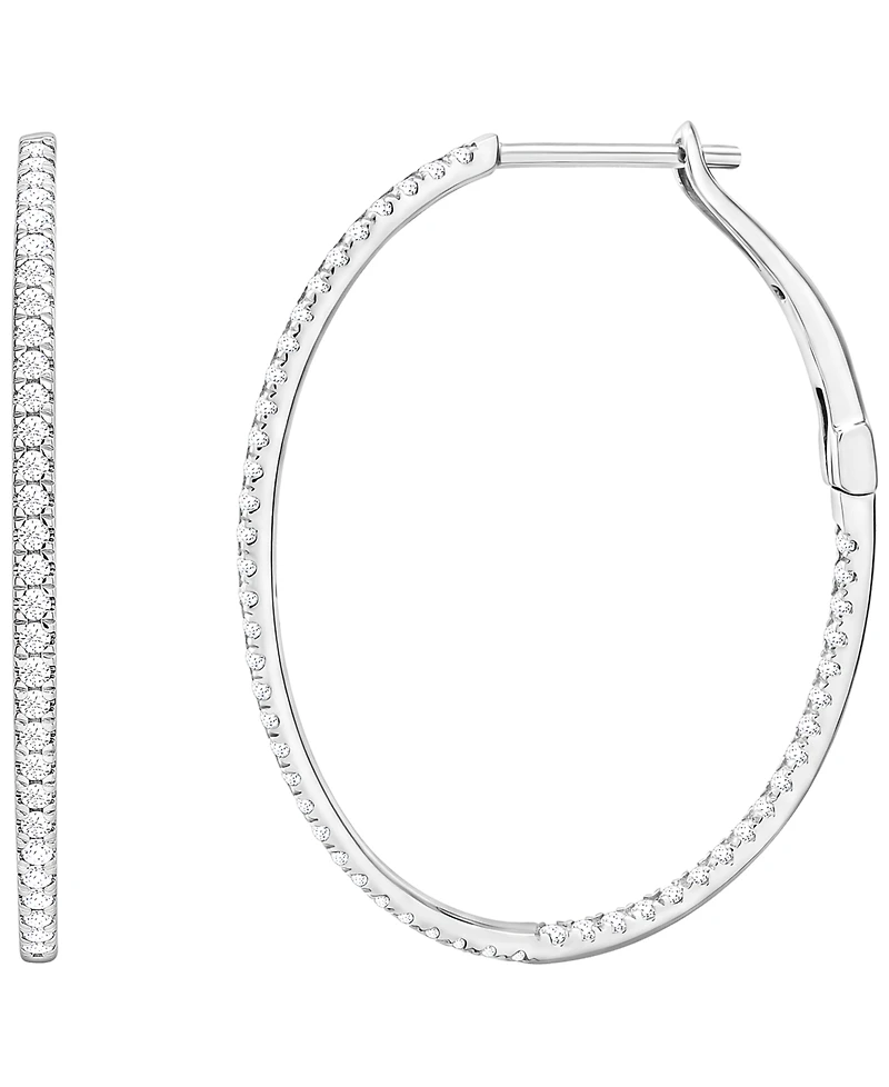 Macy's Diamond Hoop Earrings (1 ct. t.w.) 14k White Gold
