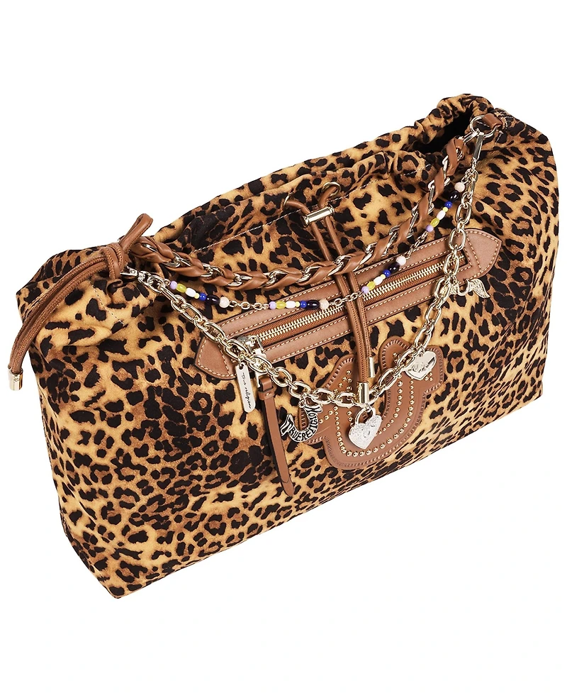 True Religion Women's Leopard Print Soft Hobo Bag