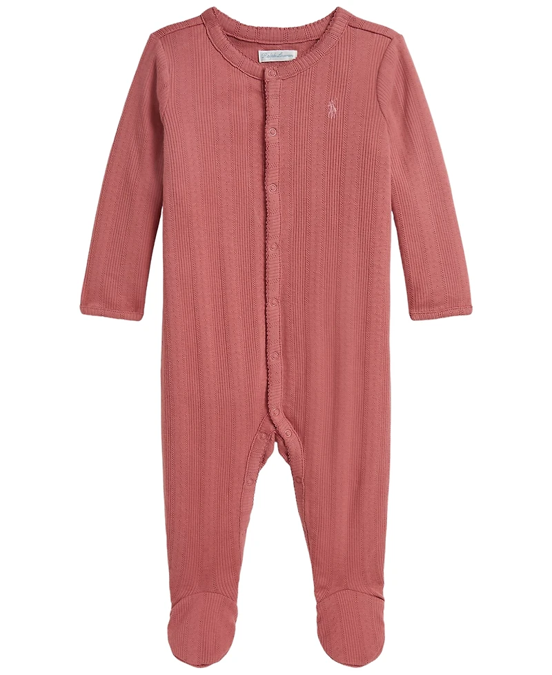 Polo Ralph Lauren Baby Girls' Pointelle Knit Cotton Footed Coverall