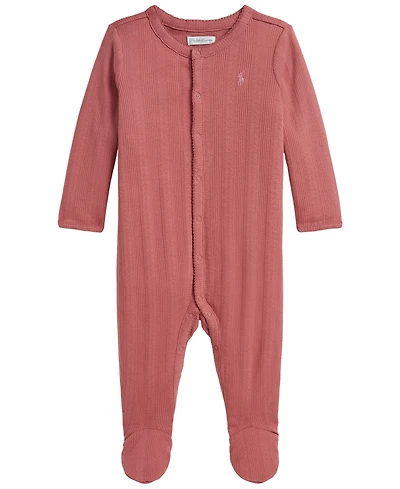 Polo Ralph Lauren Baby Girls' Pointelle Knit Cotton Footed Coverall