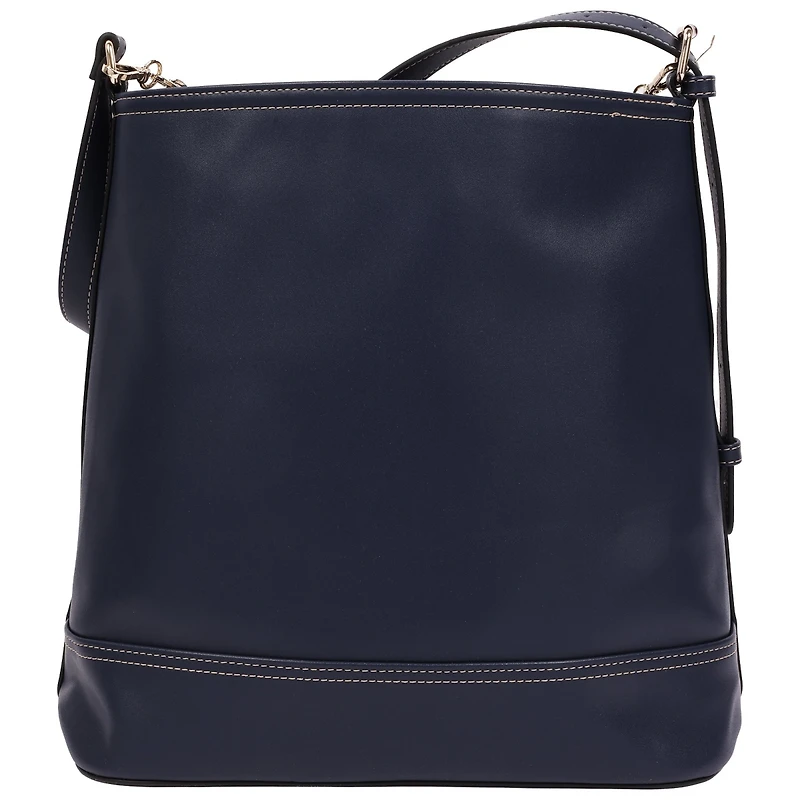 True Religion Chain Moto Pu Bucket Bag with Charm Chain and Removable Zip Pouch