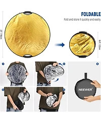 Neewer Light Reflector with Clamp and Hand Grips, 5 in 1 Collapsible Multi Disc Photo Reflector