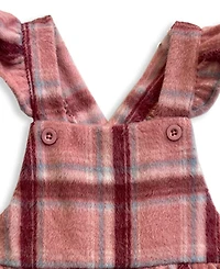 Blueberi Boulevard Girls' 2T-6X Long-Sleeve Top and Plaid Jumper Dress Matching Bow Headband, 3-Piece Set