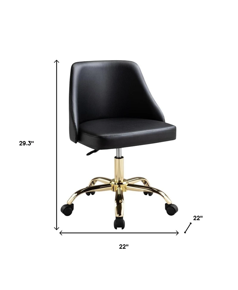 HomeRoots Faux Leather Adjustable Height Swivel Rolling Office Chair