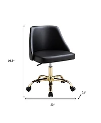 HomeRoots Faux Leather Adjustable Height Swivel Rolling Office Chair