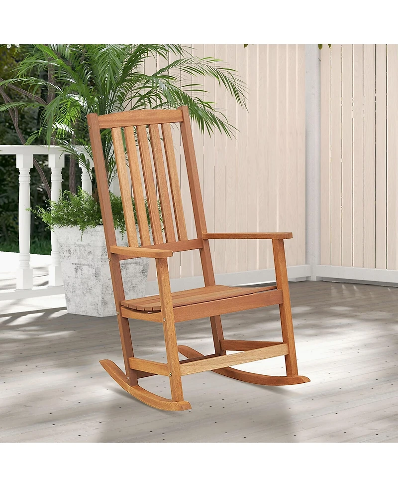 Gymax 2piece Rocking Chair High-Back Outdoor Rocker with Smooth Rocking Base for Backyard