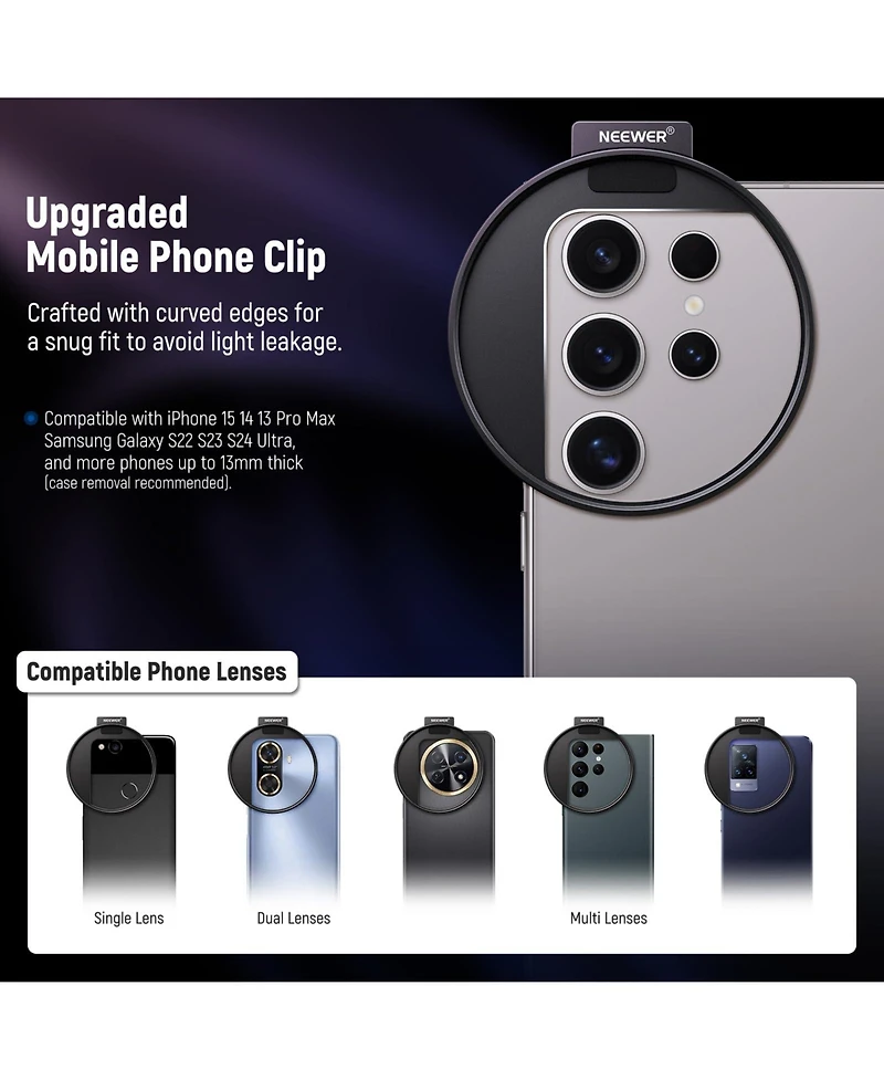 Neewer ND2-32 Camera Lens Accessory with ND2-32 for select iPhone and Android mobile devices