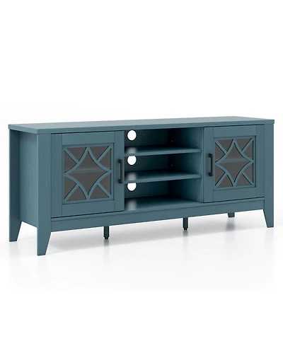 Slickblue Farmhouse Tv Stand for TVs up to 65 Inch with 4 Adjustable Shelves