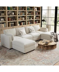 gaomon 135.5" Modular Sectional Sofa, 6 Seater Sectional Couch, U Shaped Sofa with Ottoman