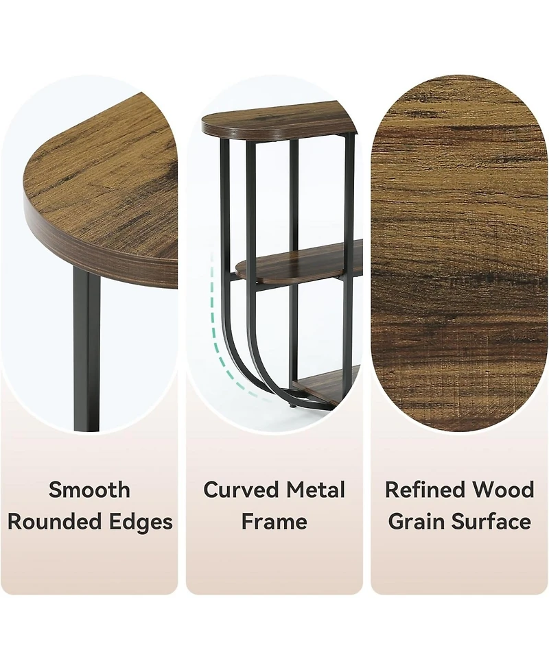 Tribesigns 63" Entryway Table, 3-Tier Narrow Console Table with Curved Metal Frame, Modern Vintage Sofa Foyer Furniture