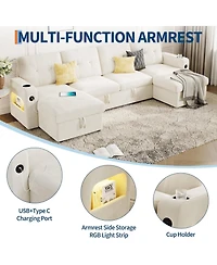 gaomon Modular Sofa with Storage, 107" Sleeper Sofa Bed Sectional Cloud Couch