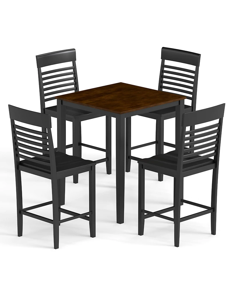 Slickblue 5-Piece Counter Height Kitchen Table Set with Footrest and Wood Frame