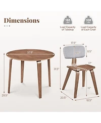 Slickblue Compact 3 Piece Dining Set with Rubber Wood Table and Cushioned Chairs