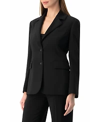 Ivonne Women's Tailored Two-Button Black Power Blazer