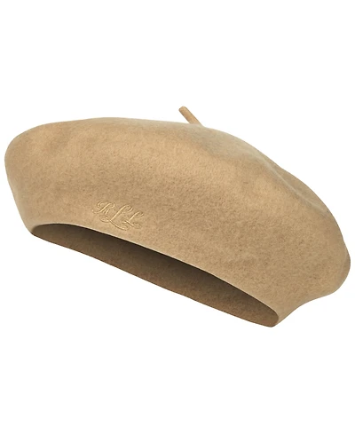 Lauren Ralph Classic Wool Embroidered Logo Beret Hat